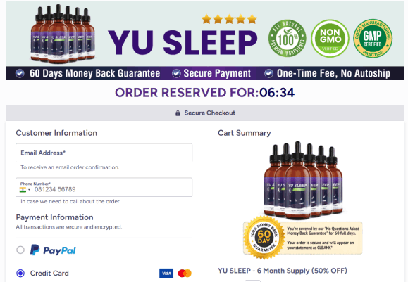 Yusleep Checkout Page, Yu Sleep quality standards GMP certified non GMO sleep support formula